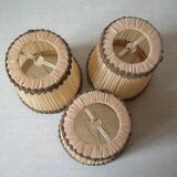 Set of 3 old pleated fabric lampshades clip-on model chandelier lamp lighting fixture n1