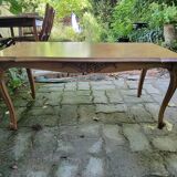 Louis XV coffee table in oak and cherry marquetry.