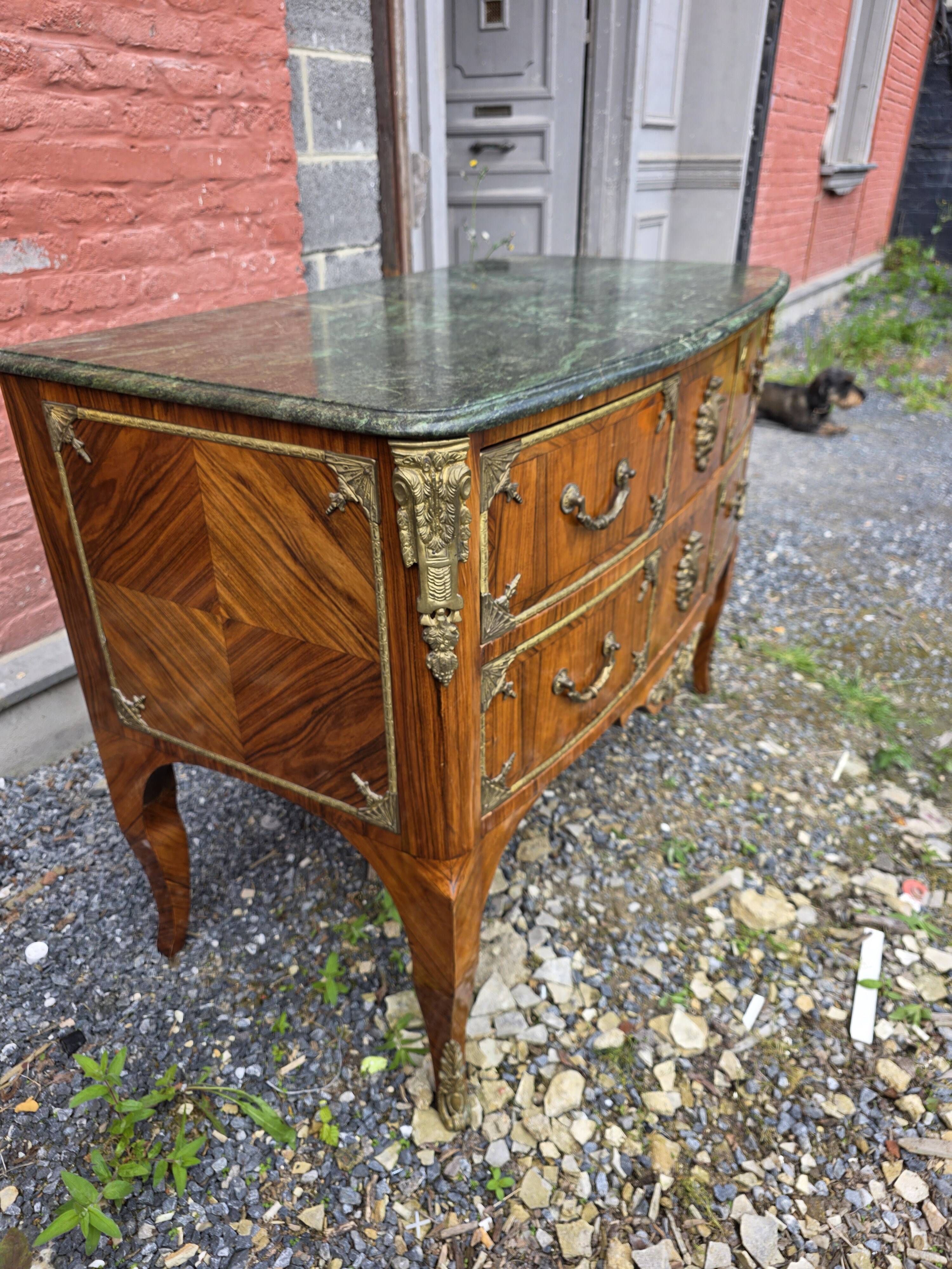 Curved Louis XV style commode in mahogany, mid-20th century.