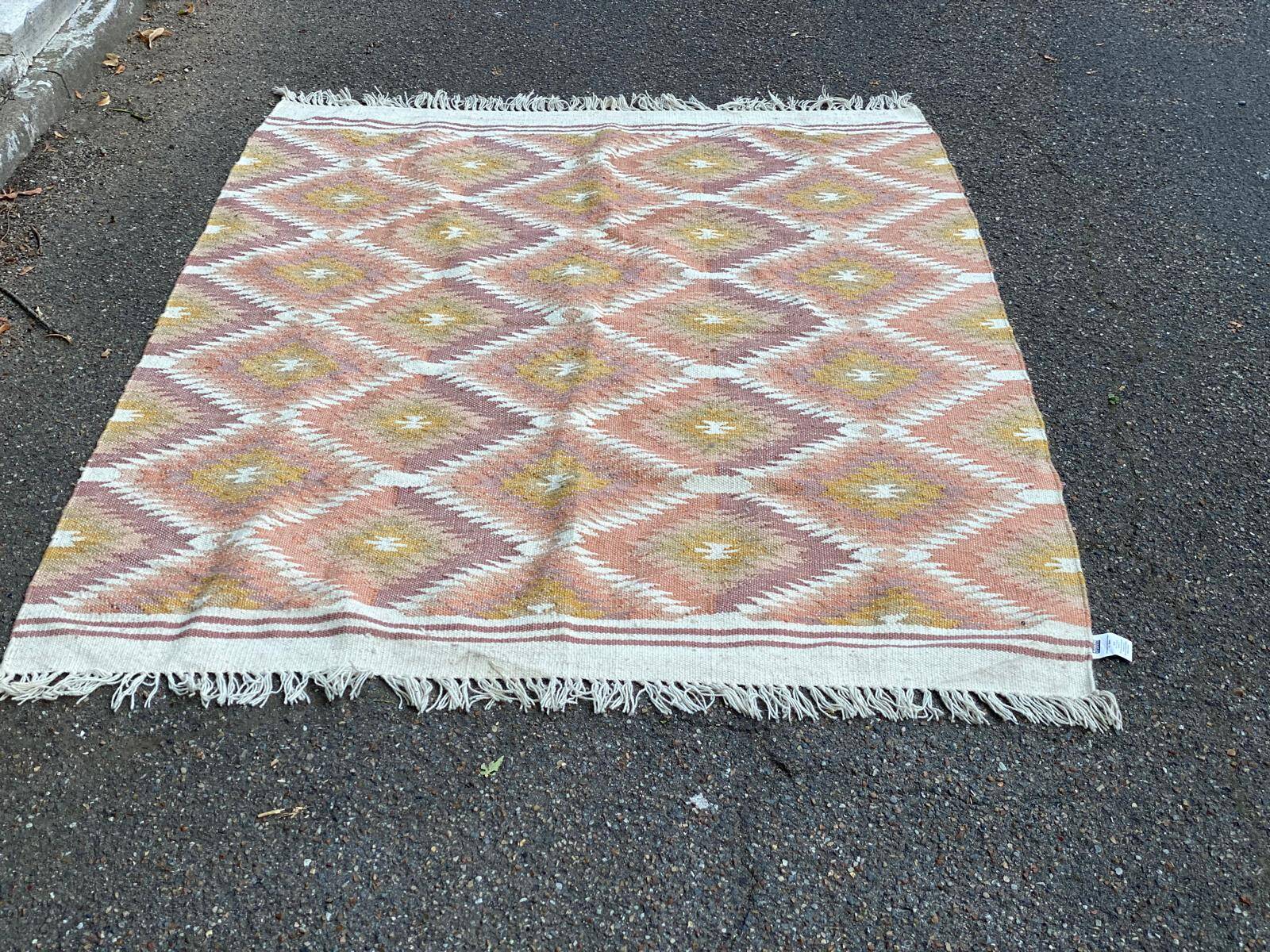 Tapis tissé laine et jute multicolore 140x200