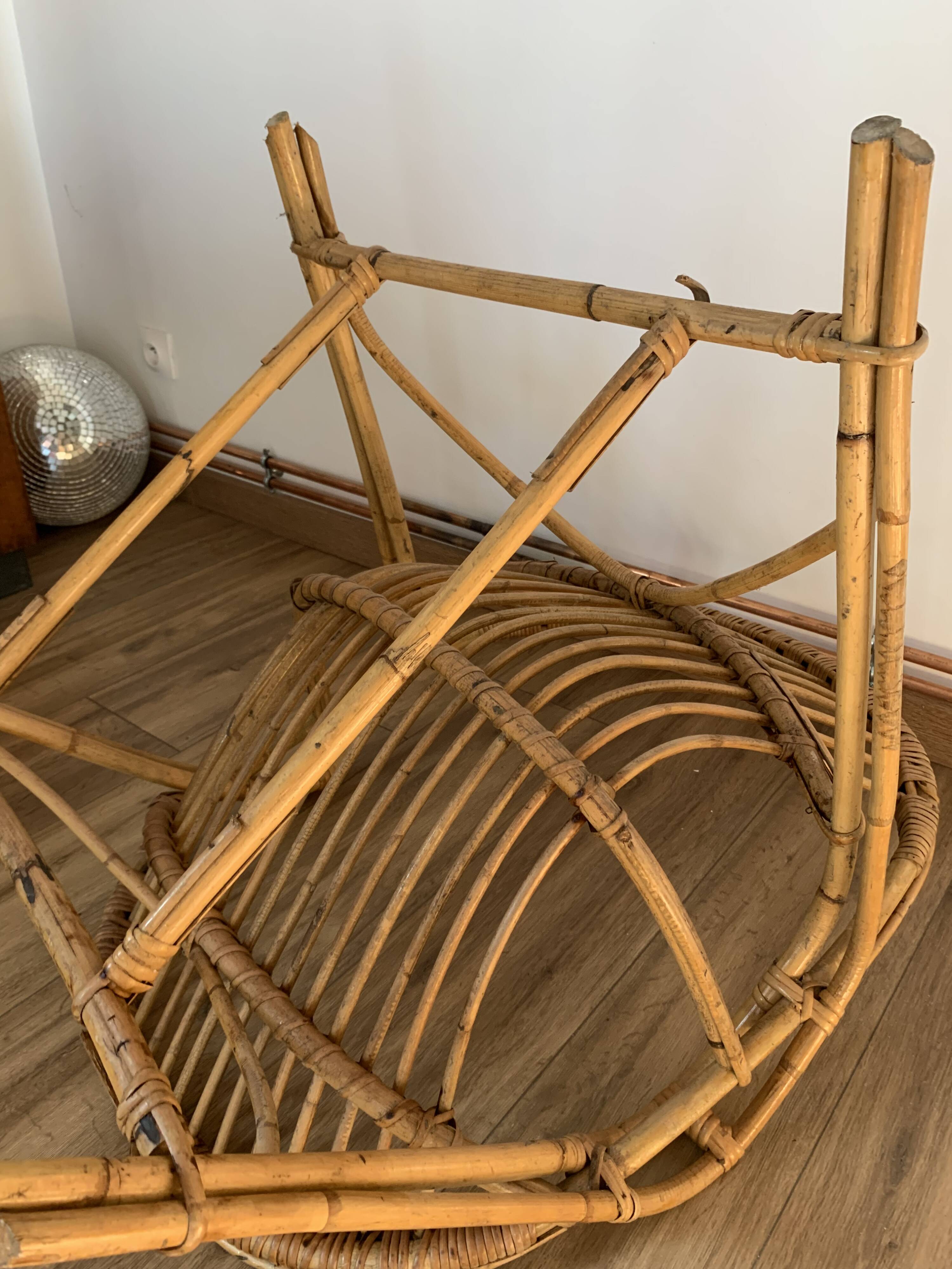 Rattan shell chair