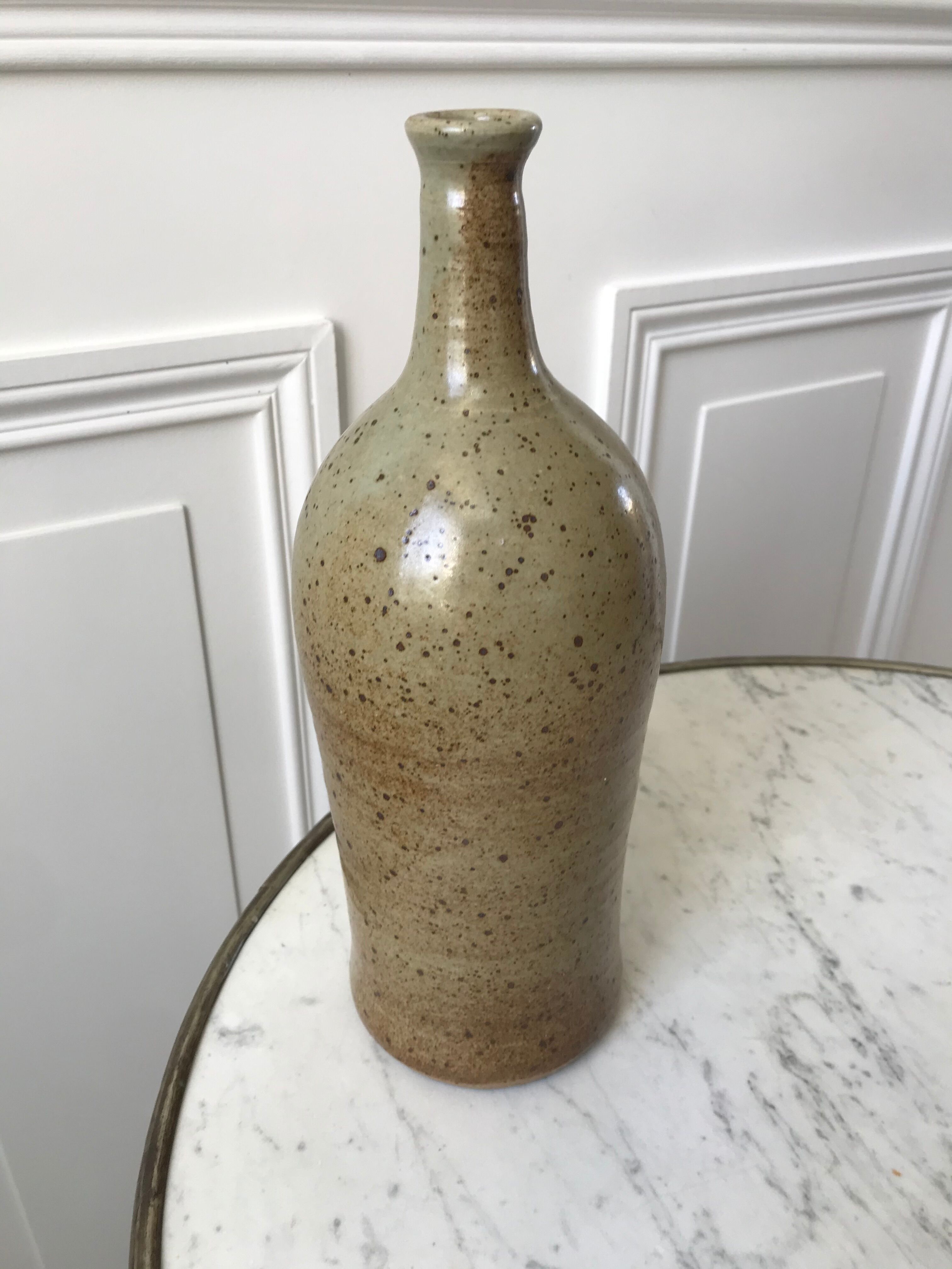 Ceramic bottle / stoneware / pottery vintage 70s signed