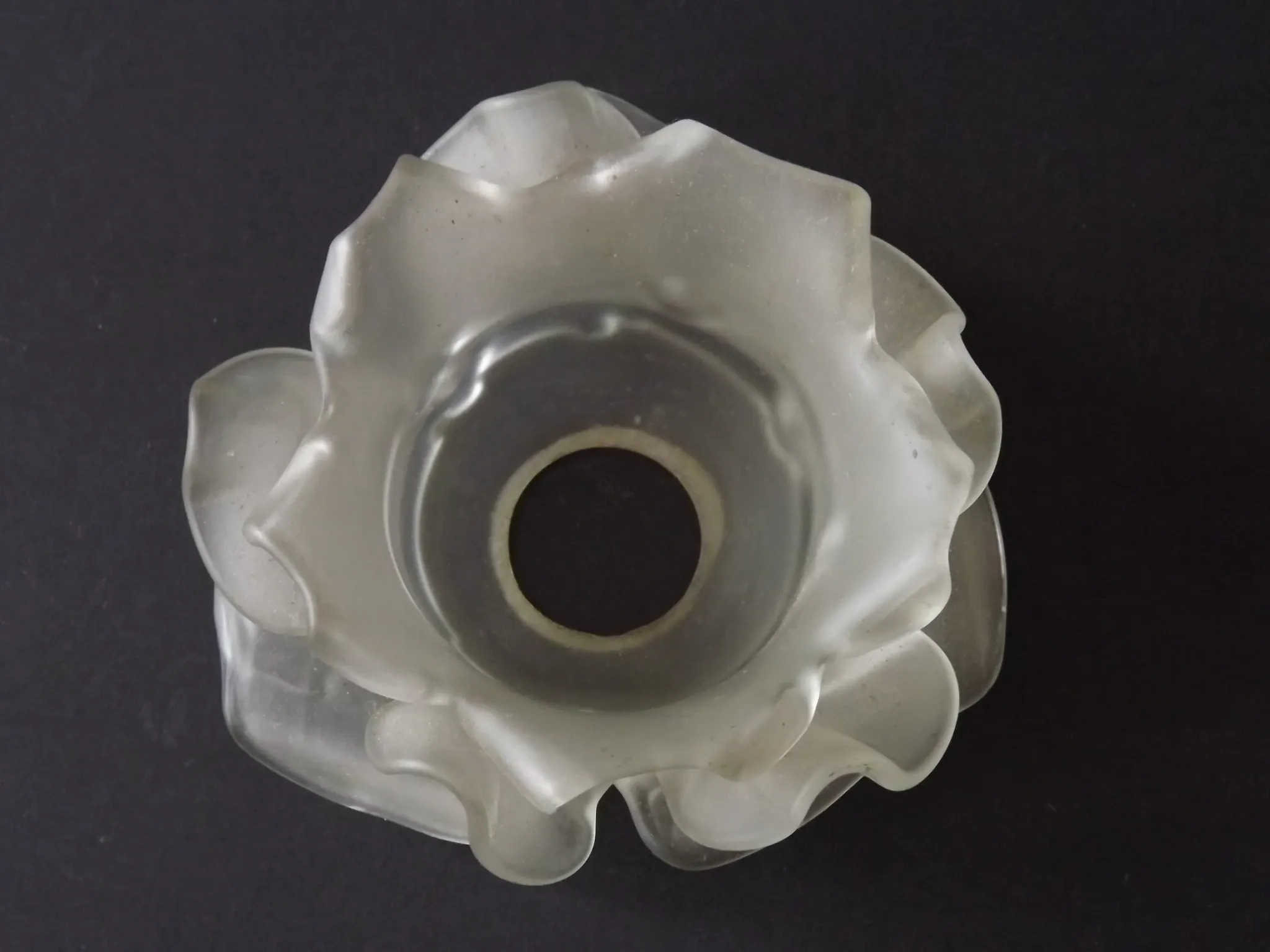 Vintage French Art Deco Frosted Satin Glass Rose Petal Flower Lamp Shade