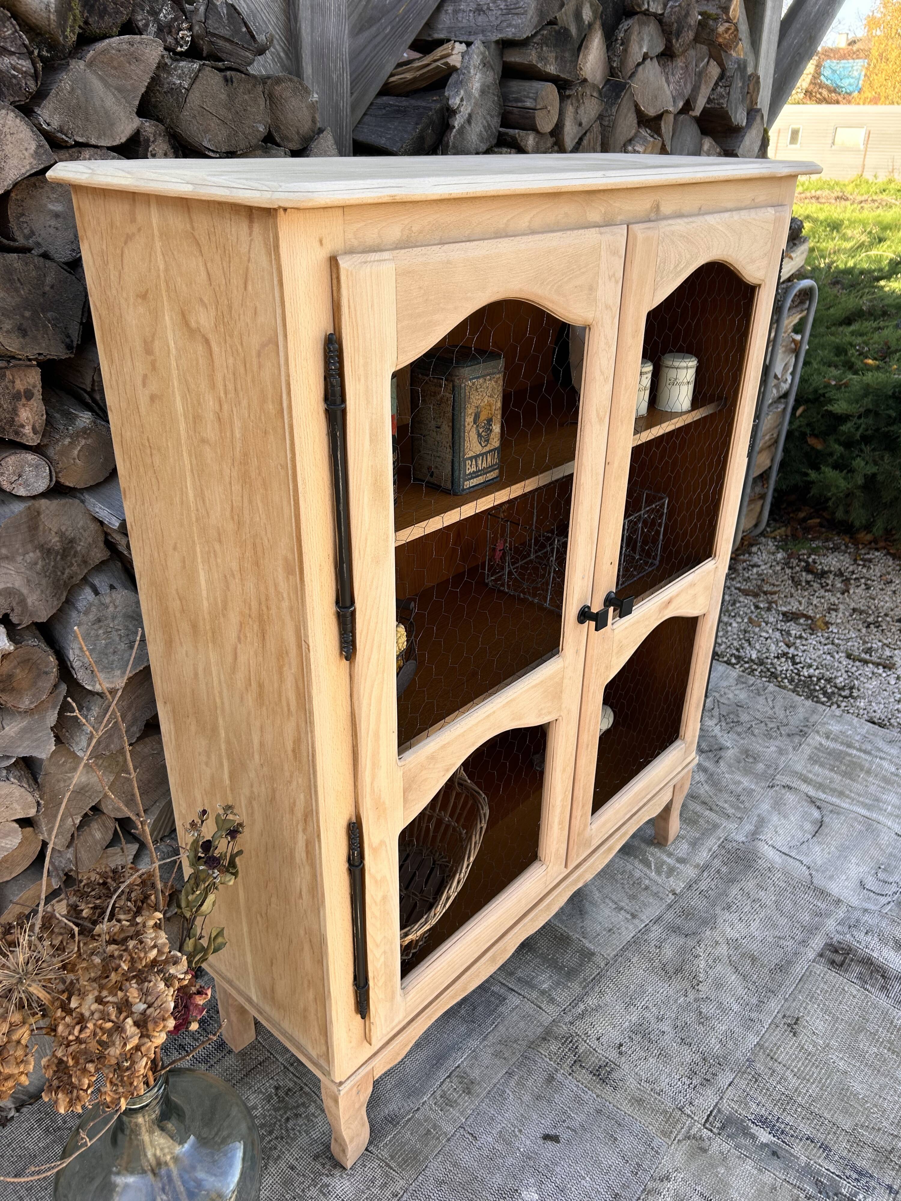 Refurbished solid wood display cabinet/sideboard