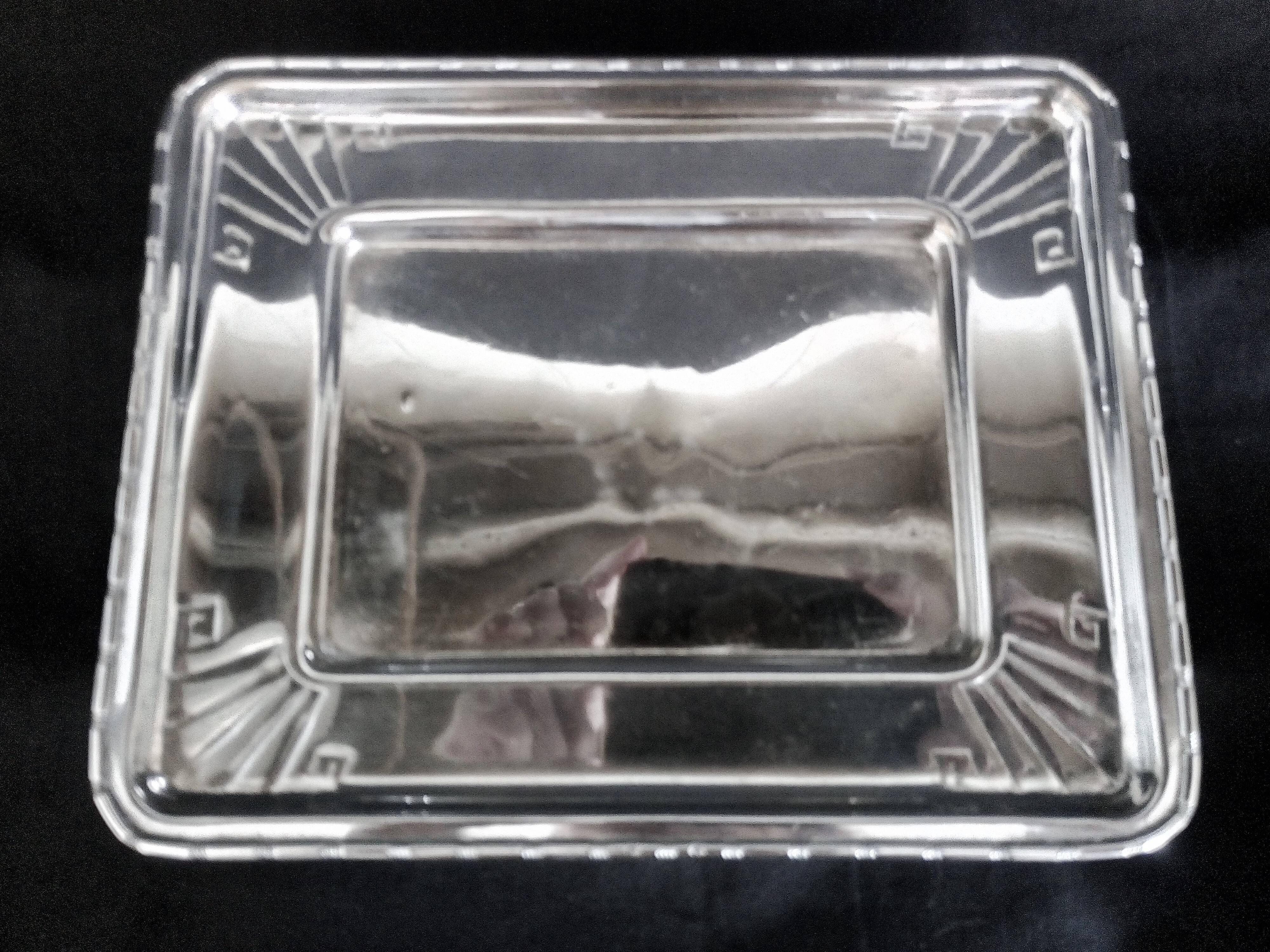 Art Deco cookie jar in chrome metal and glass