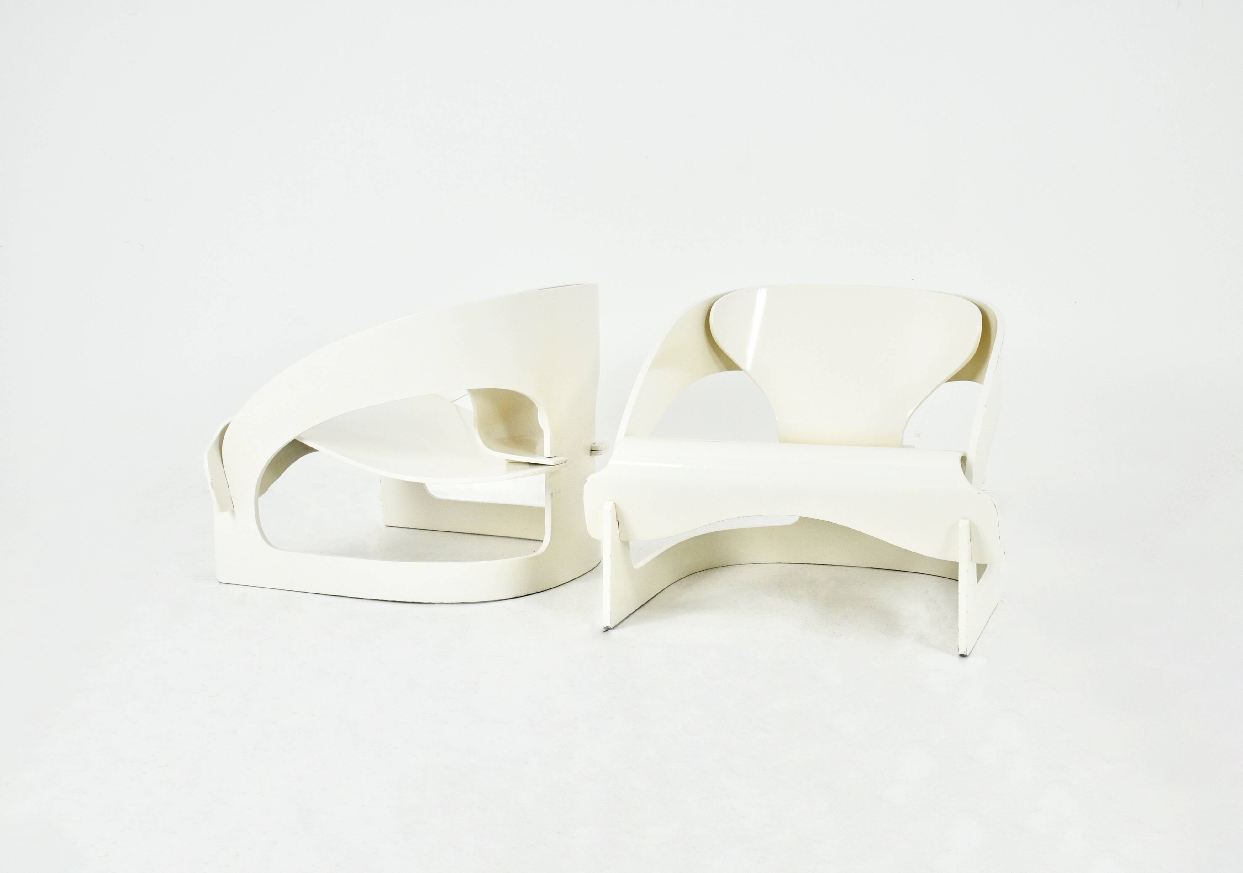 Pair of Model 4801 Armchairs by Joe Colombo for Kartell, 1960s