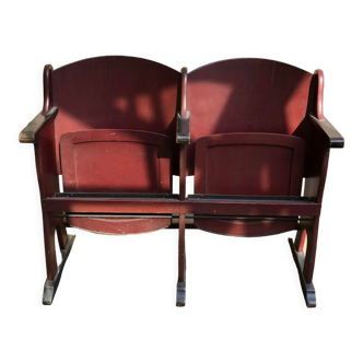 Strapontin deux chaises pliantes d'ancien théâtre