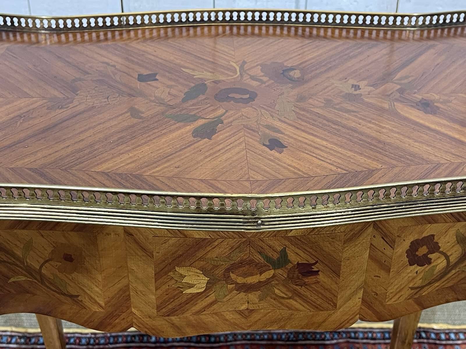 1970s Louis XV style side table in rosewood and beech.