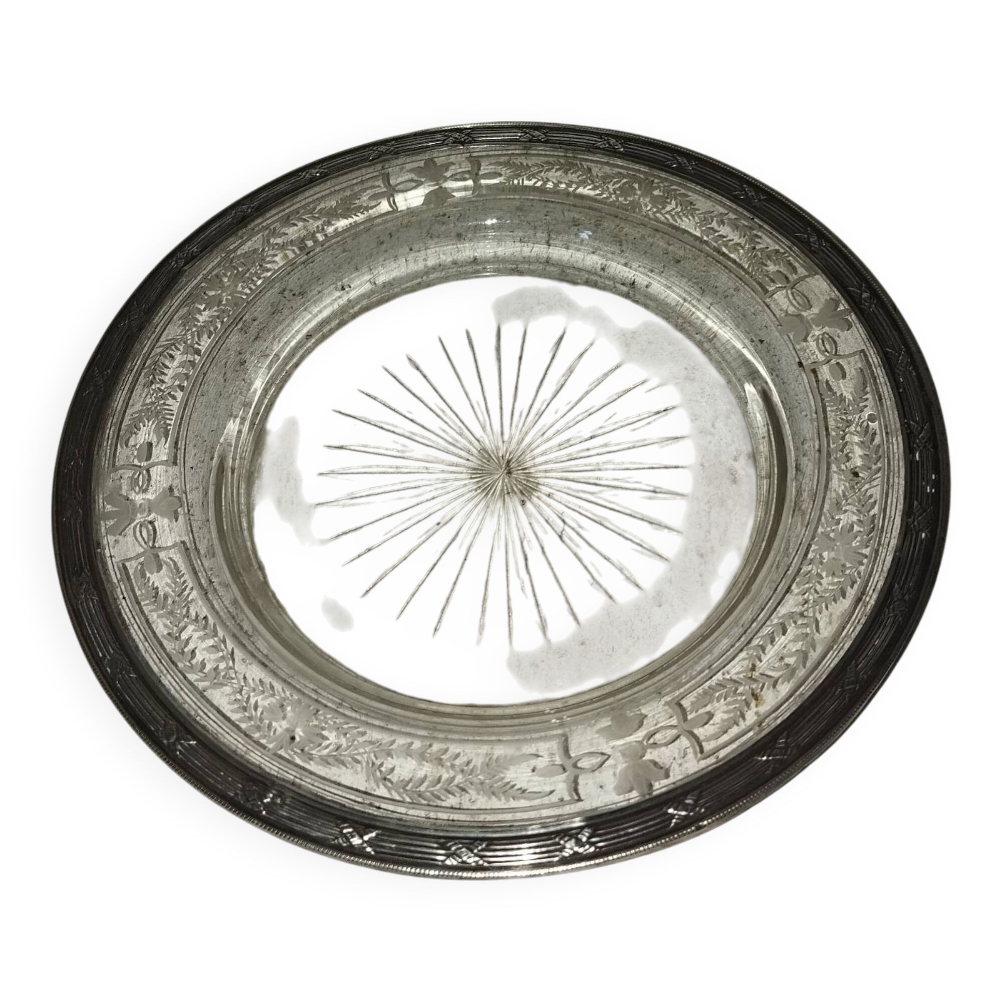 Presentation plate with solid silver crystal tray