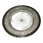 Assiette de présentation plateau argent massif cristal