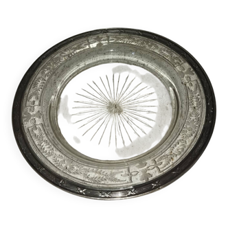 Assiette de présentation plateau argent massif cristal