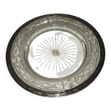 Presentation plate with solid silver crystal tray