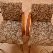 Pair of Art Deco curved wood armchairs – 1930s