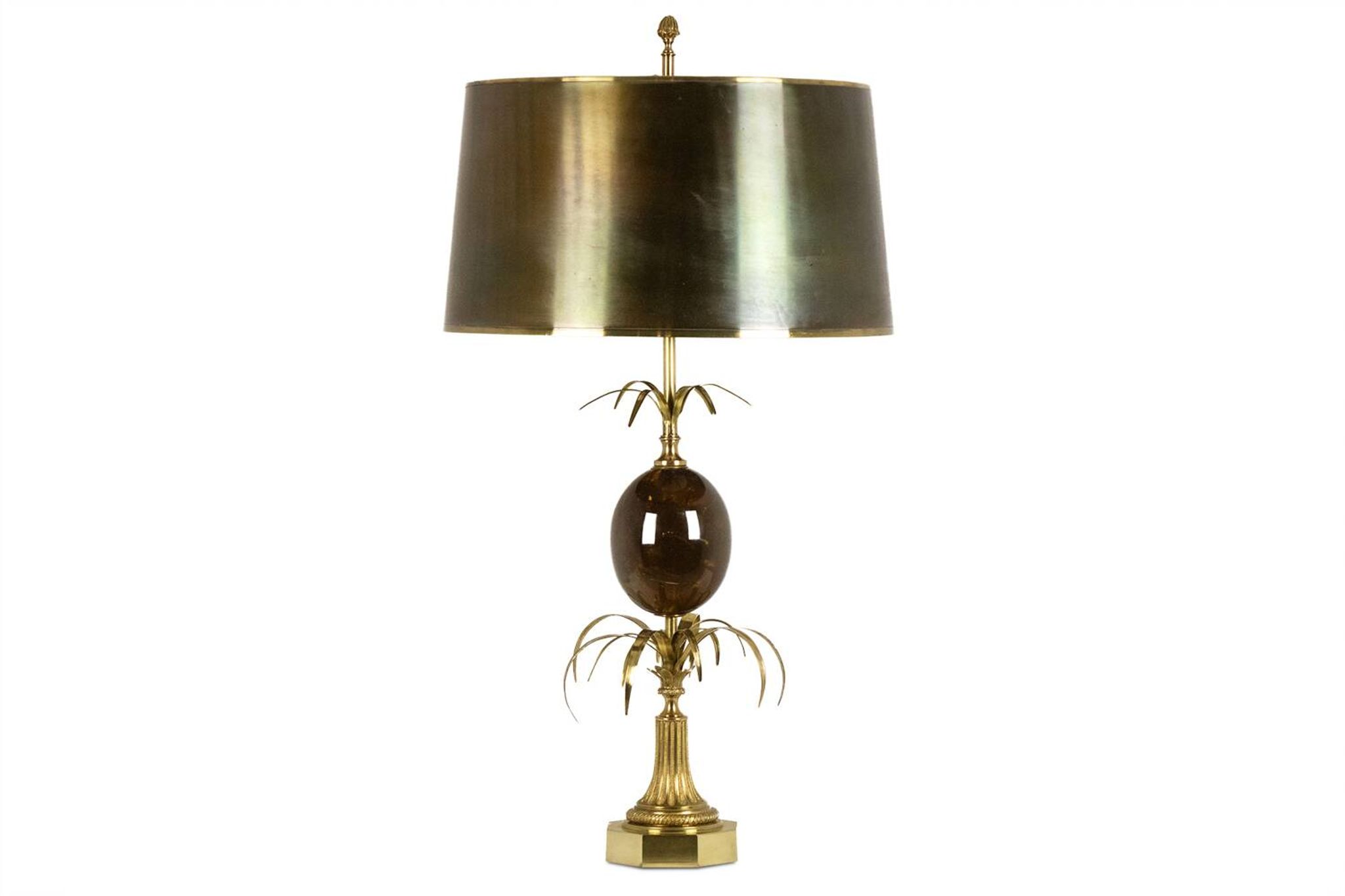 Bronze and resin egg lamp signed Maison Charles, 1970s.