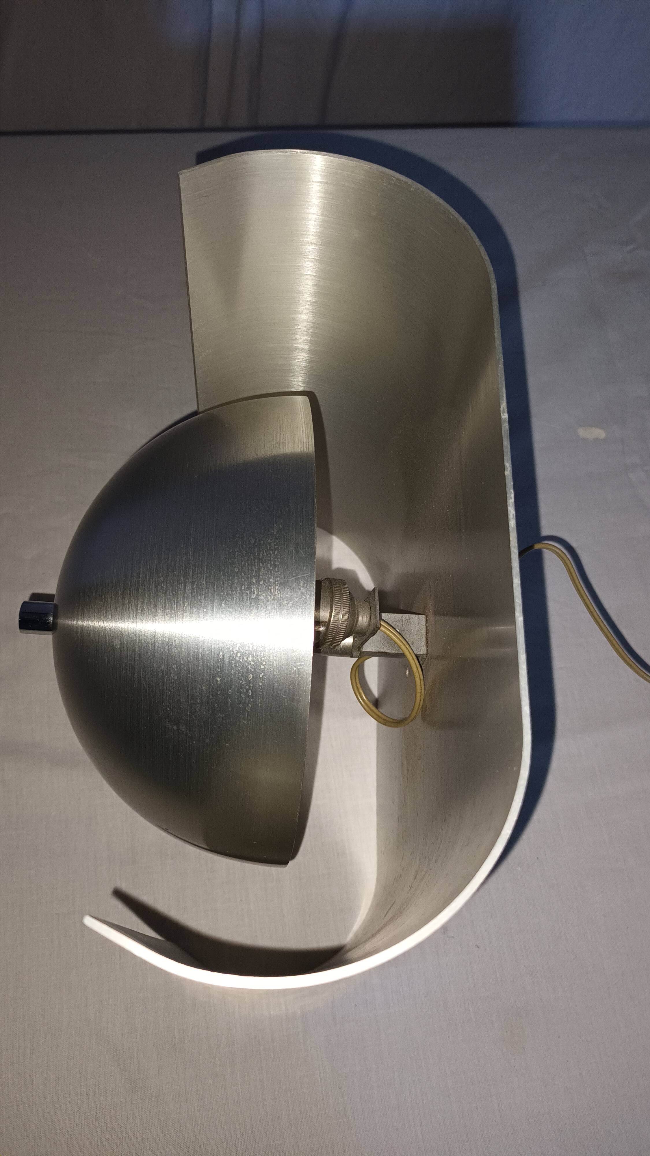 Space Age wall light in brushed aluminium from the 1970s.