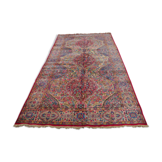 Handmade persian carpet kirman 373 x 178