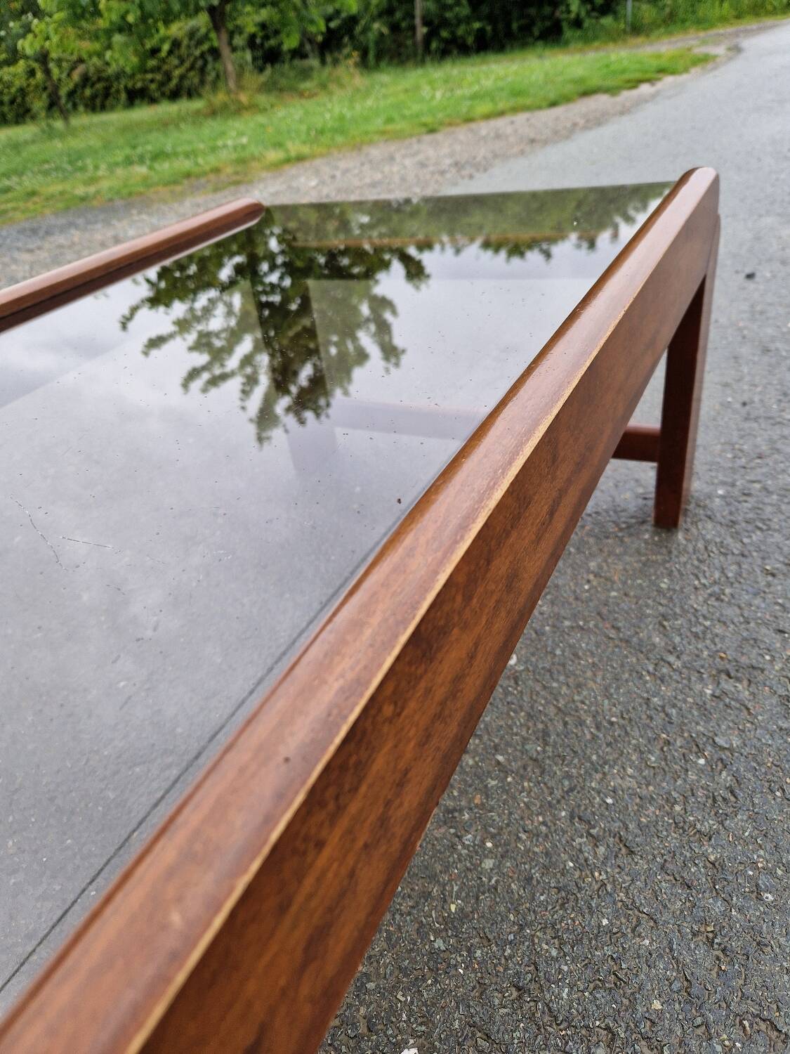 Vintage smoked glass coffee table