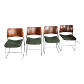 Set of 4 vintage design chairs from the 70s – wood, chrome