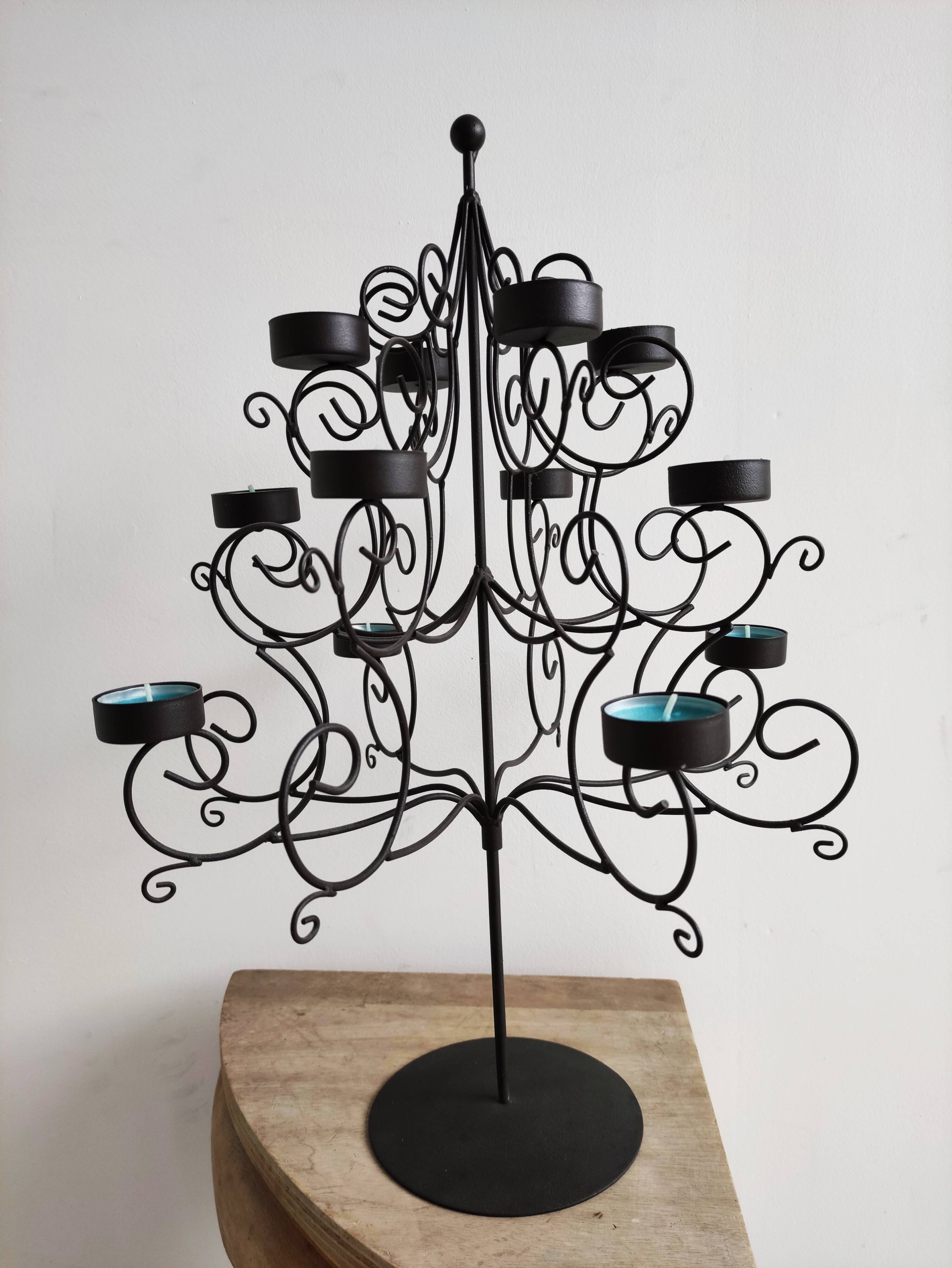 Black metal candlestick for 12 candles