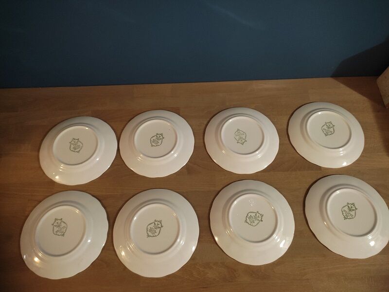 Dessert plates old rose Swiss Landscape village