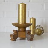 Large antique candle holder Art Deco handmade wood candle stick holder