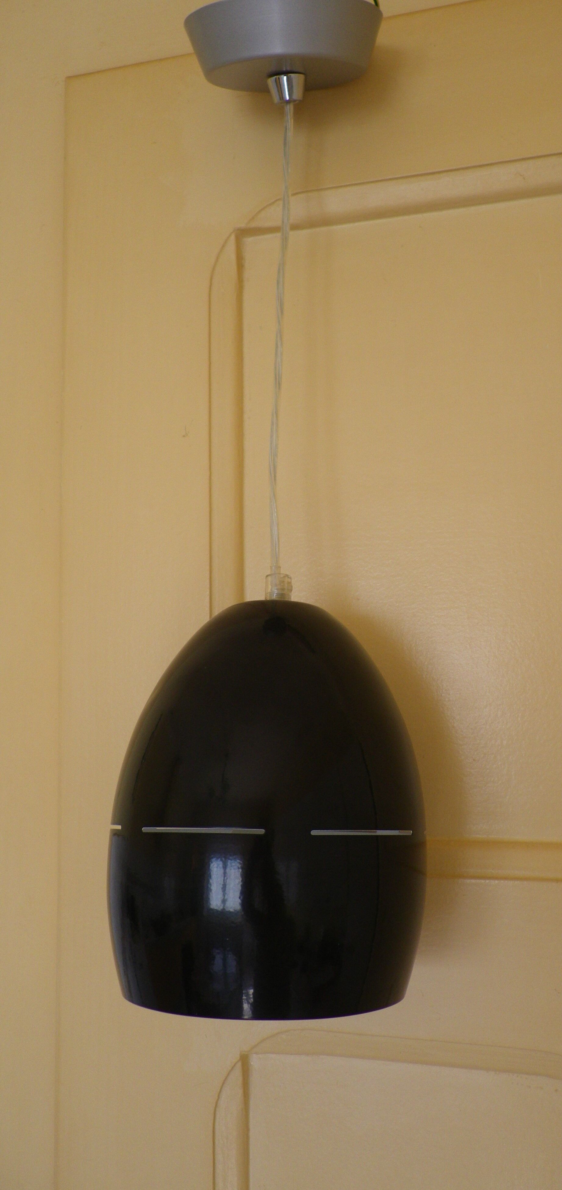 Space age style pendant lamp in openwork black metal