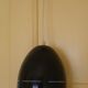 Space age style pendant lamp in openwork black metal