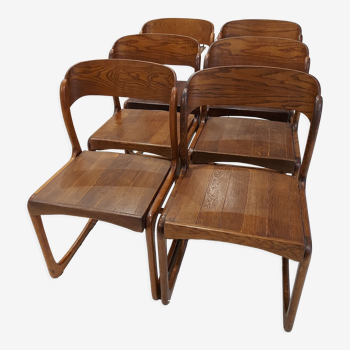 Suite de 6 chaises traîneau maison Baumann années 1970