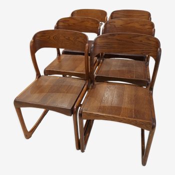 Suite of 6 Chairs Sleigh Baumann 1970s