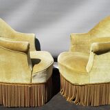 Pair of green toad armchairs