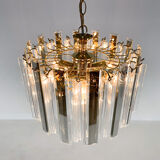 Lustre du milieu du siècle en laiton, verre et lucite, Autriche, années 1970