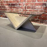 Coffee table in white marble and glass