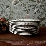 Set of 12 Longwy flat plates, Chrysanthemums model