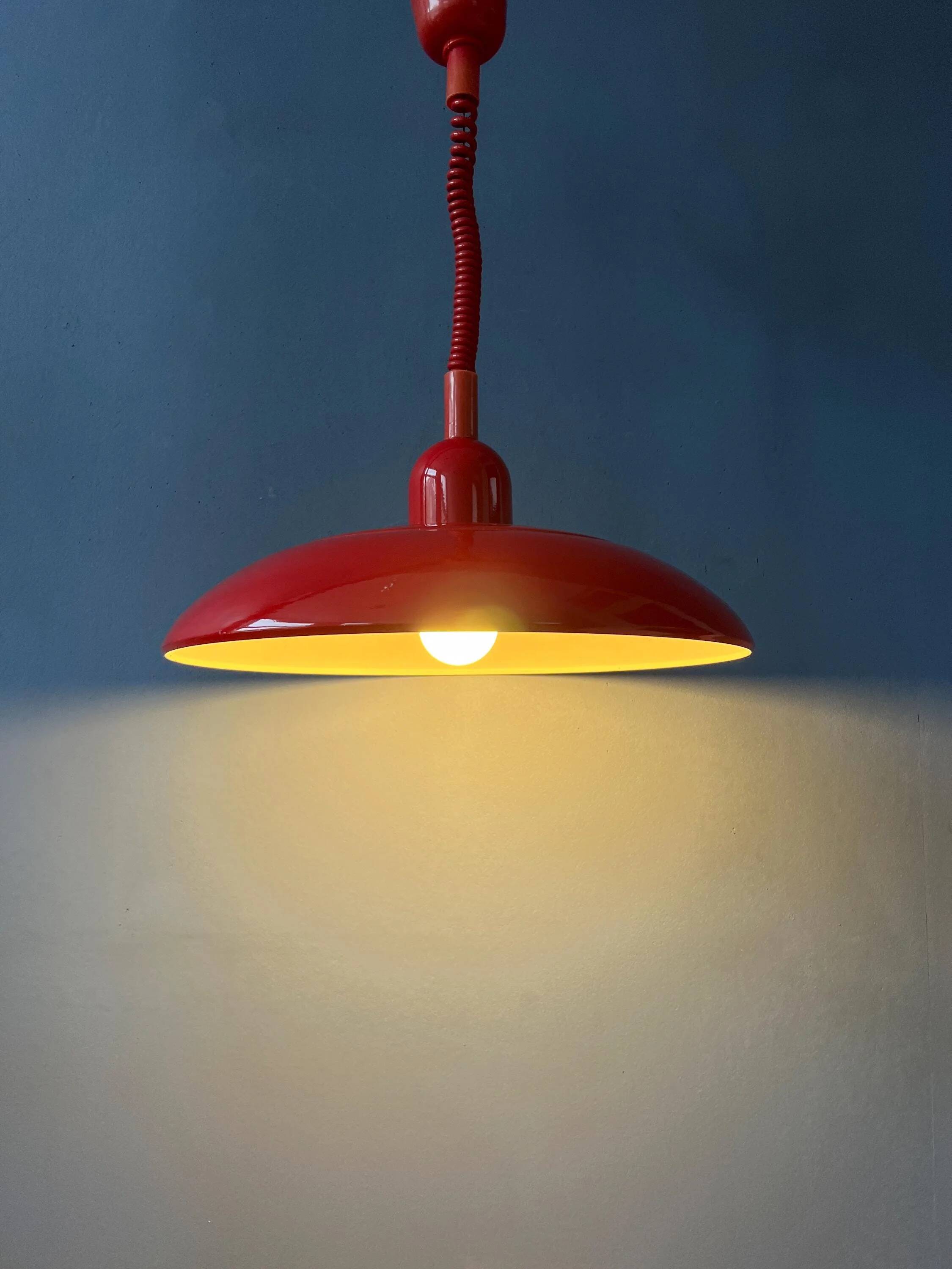 Vintage Space Age red metal pendant light