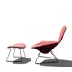 Bird Chair & Ottoman Harry Bertoia for Knoll - Black Mesh & Red Fabric