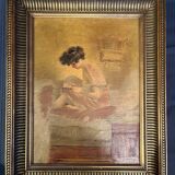 Oil on canvas Young girl reading