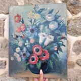 Tableau peinture nature morte fleurs