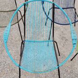 Set of 5 iron and scoubidou chairs from the 50/60s