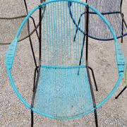 Set of 5 iron and scoubidou chairs from the 50/60s