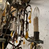 Louis XV style cage chandelier with pendants and drop of water XX century