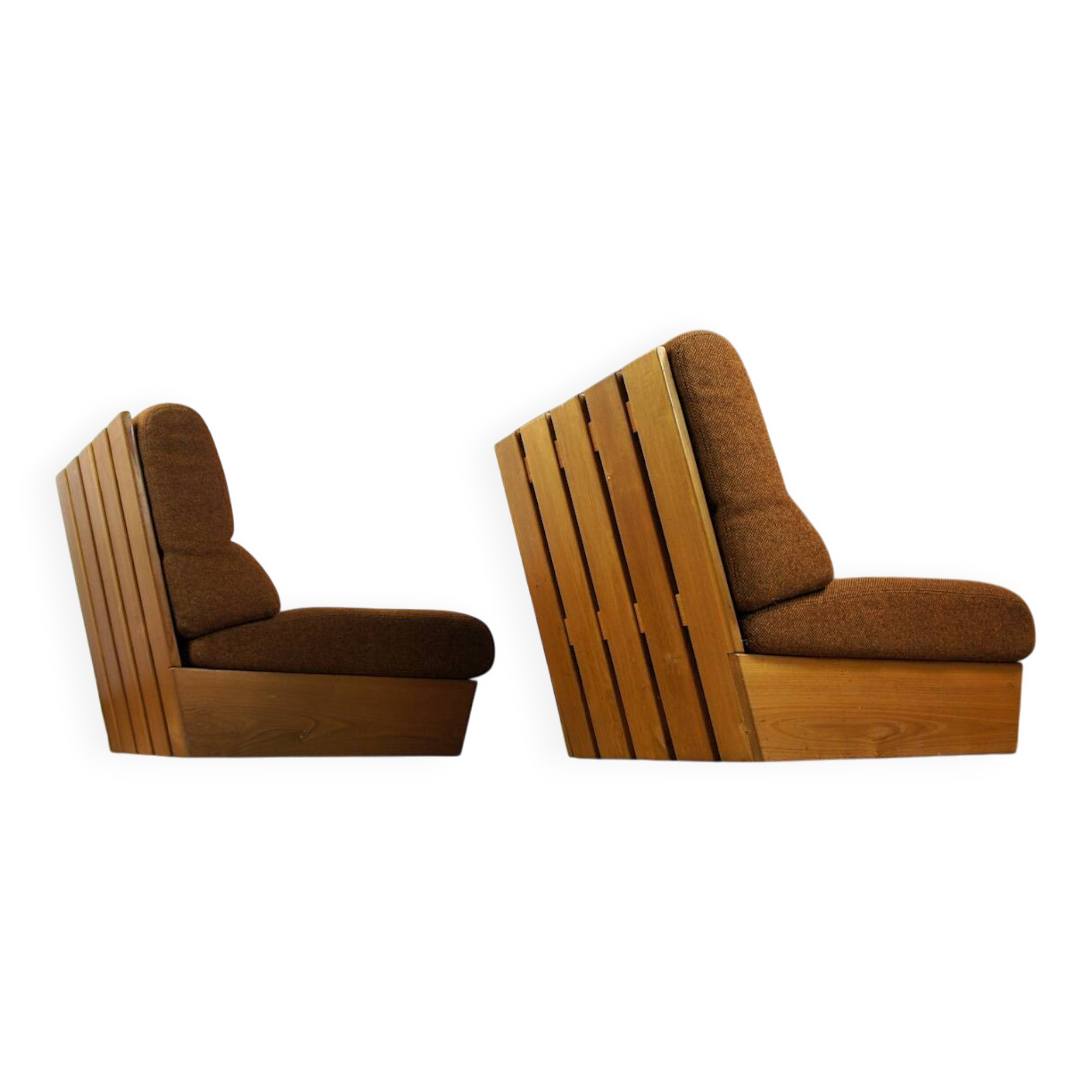 Pair of Vintage 1960s/1970s Free-Form Blonde Wood Armchairs