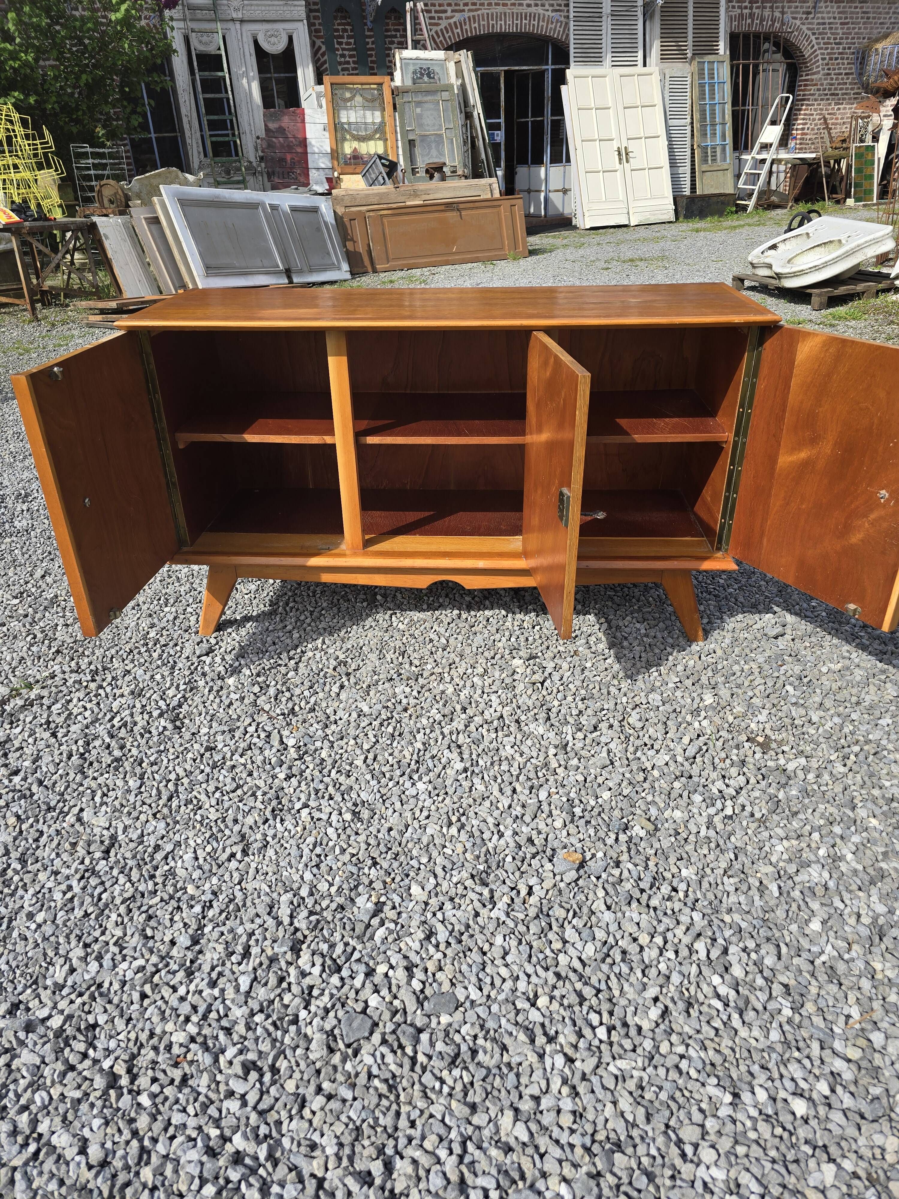 Vintage 3-door sideboard from the 60s in oak