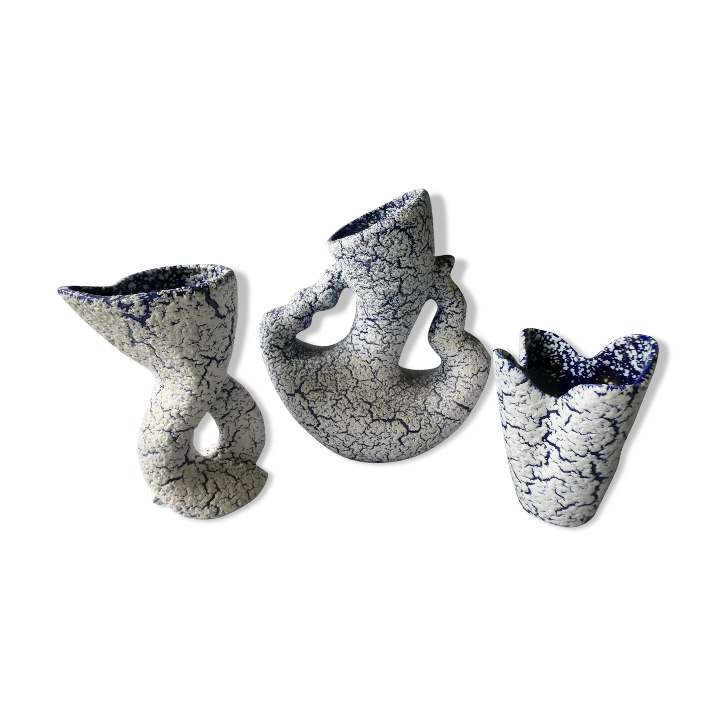 Trio of tense ceramic vases, 70s