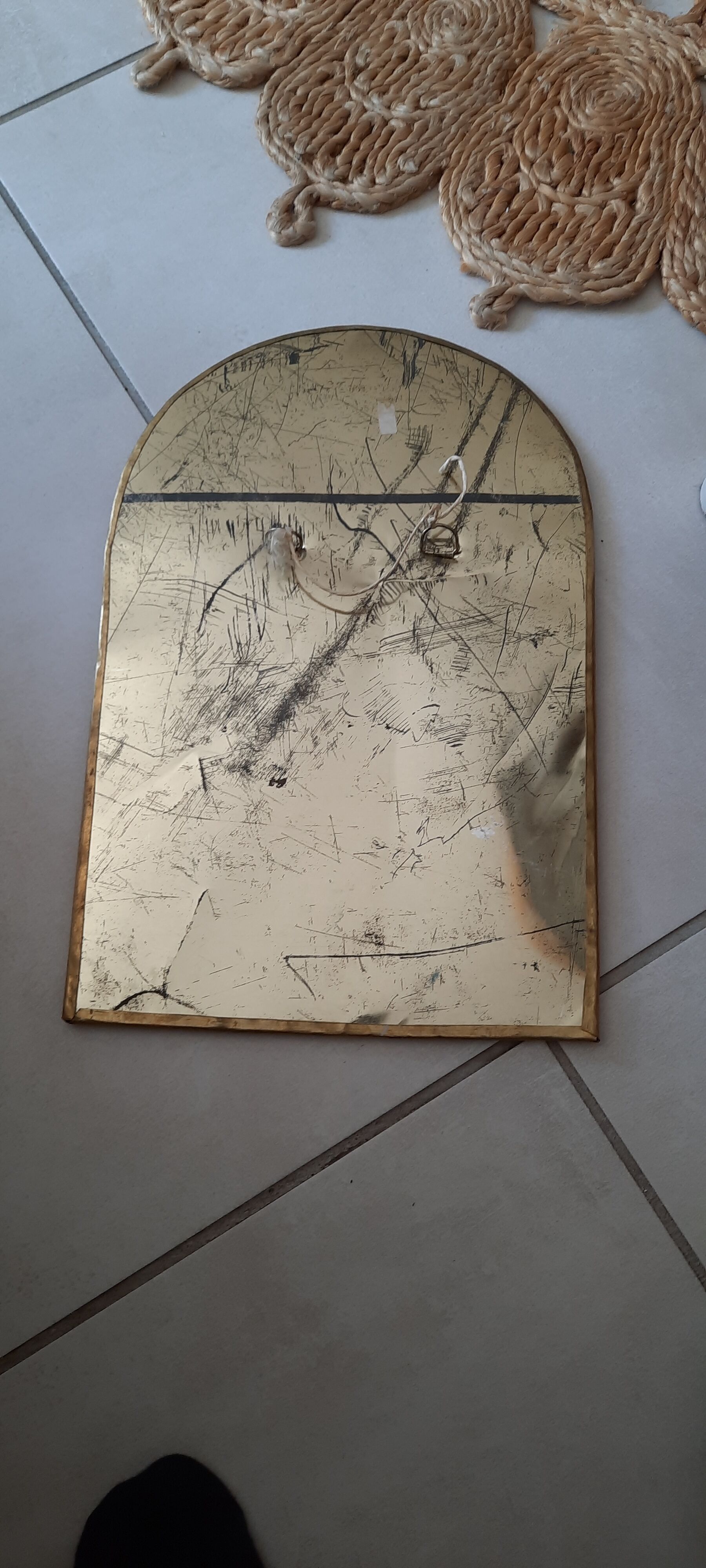 Brass mirror 25x39cm