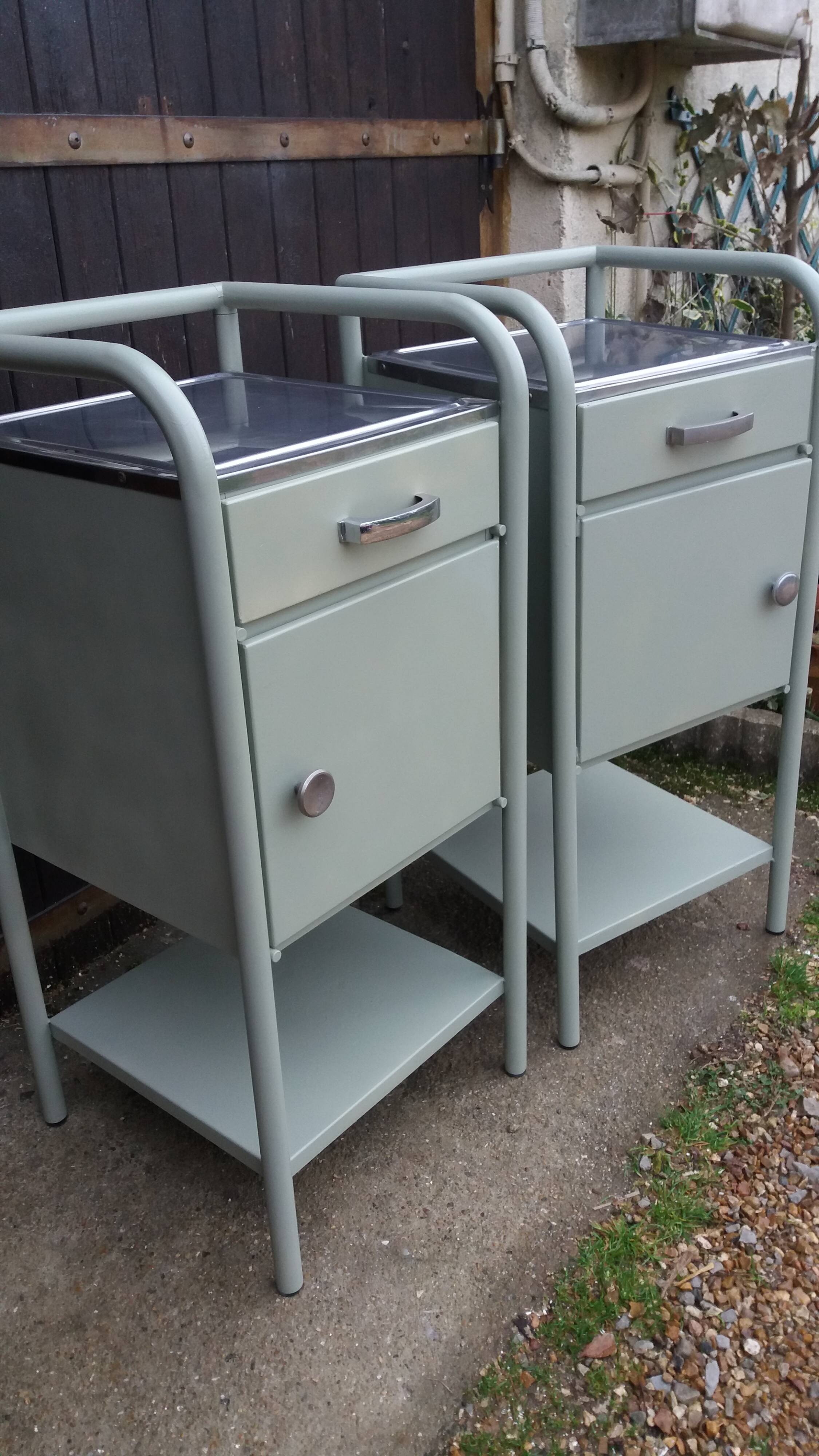 Pair of metal bedside tables from the 1950s