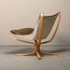Sigurd Ressell Falcon Chair with Ottoman in brown leather for Vatne Møbler,