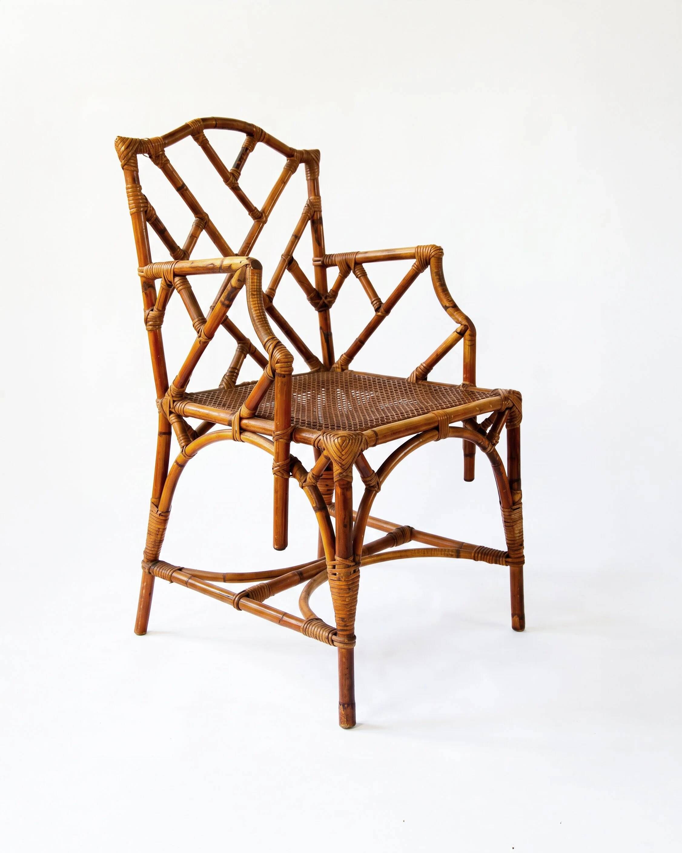 Vintage bamboo dining set in Chippendale style, Italy, year