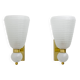 Pair of Mid-century Modern Brass and "Pulegoso" Murano Glass Sconces