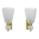 Pair of Mid-century Modern Brass and "Pulegoso" Murano Glass Sconces