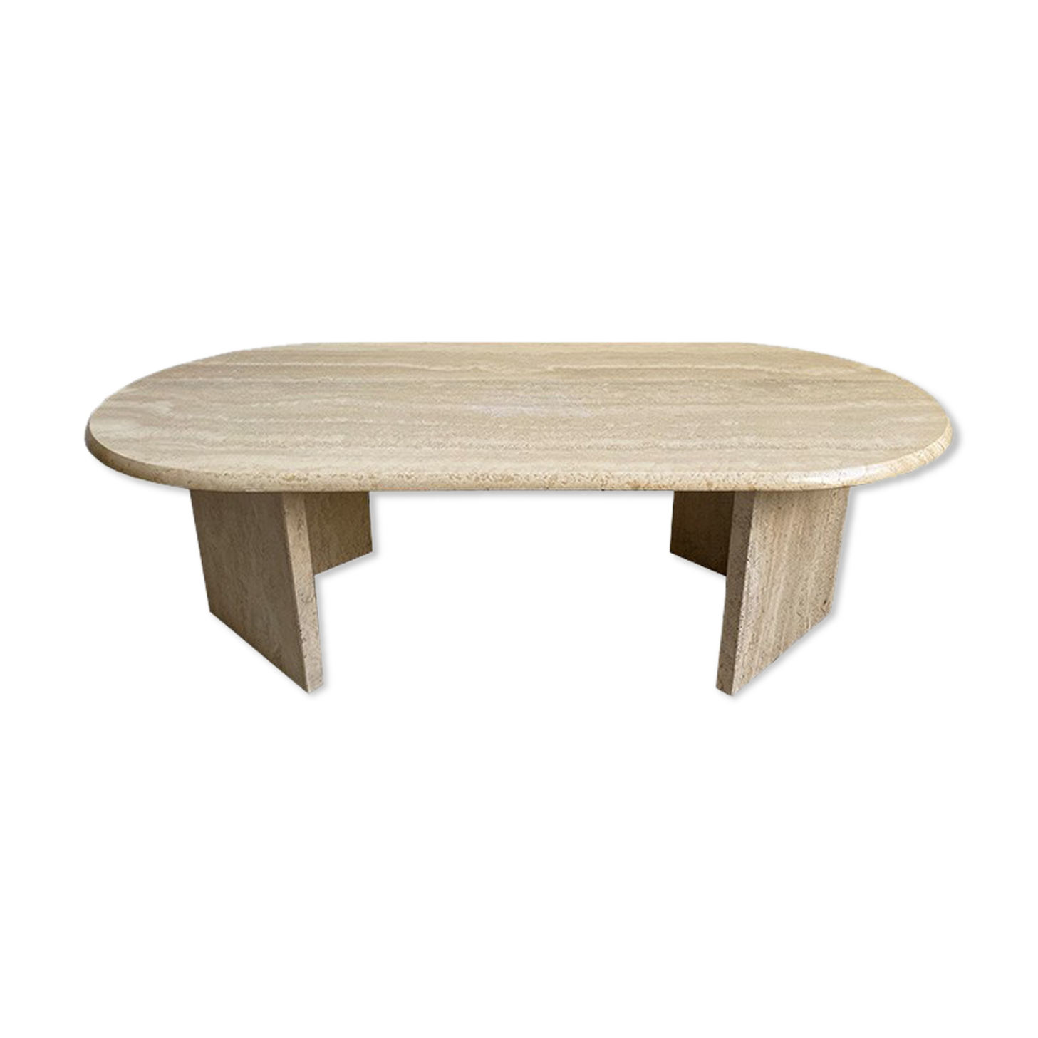 Oval coffee table in travertine